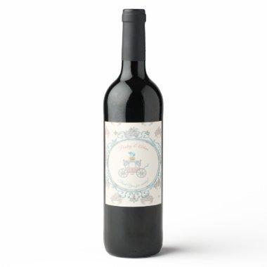Fairytale Royal Princess Carriage Ivory Pink Aqua Wine Label