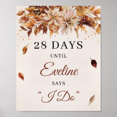 Fall and Autumn Boho Bridal Shower Contdown Sign
