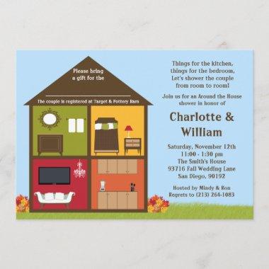 Fall Around the House Shower Bridal Shower Invitations