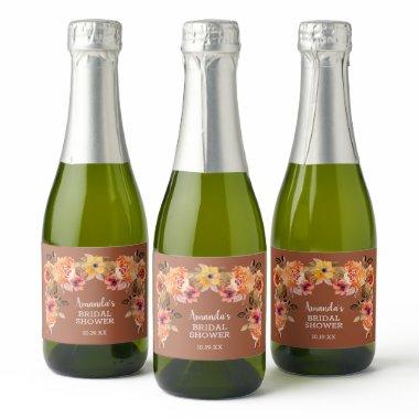Fall Autumn Floral  Mini Sparkling Wine Label