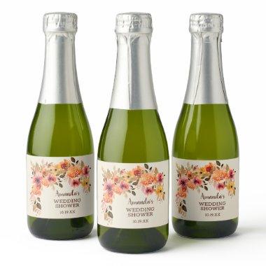 Fall Autumn Floral Swag Mini Sparkling Wine Label