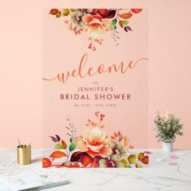 Fall Autumn Garden Floral  Welcome Acrylic Sign