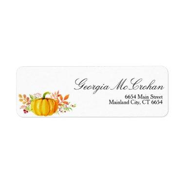 Fall Autumn Gold Pumpkin Watercolor Label