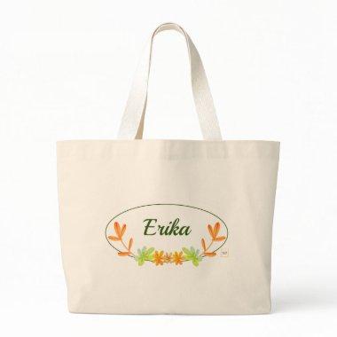 Fall Autumn Leaves Orange Foliage Floral Wreath Large Tote Bag