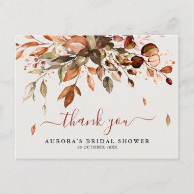 Fall Autumn Leaves Rustic Bridal Shower Thank you PostInvitations