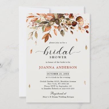 Fall Autumn Leaves Rustic Country Bridal Shower Invitations