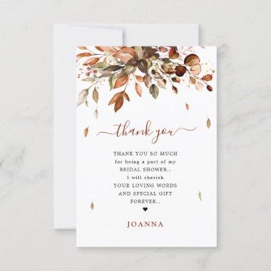 Fall Autumn Leaves Rustic Country Bridal Shower Th Thank You Invitations