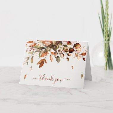 Fall Autumn Leaves Rustic Country Bridal Shower Thank You Invitations