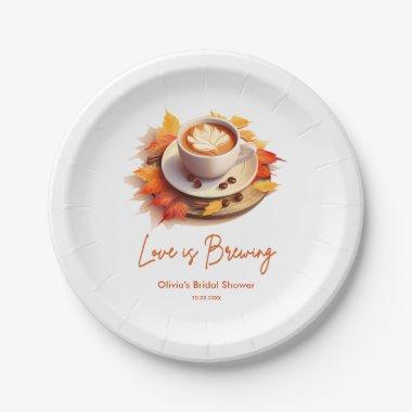 Fall Autumn Love is Brewing Coffee  Paper Plates