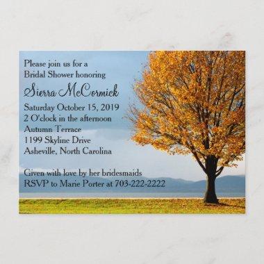 Fall Autumn Maple Tree Bridal Shower Invitations