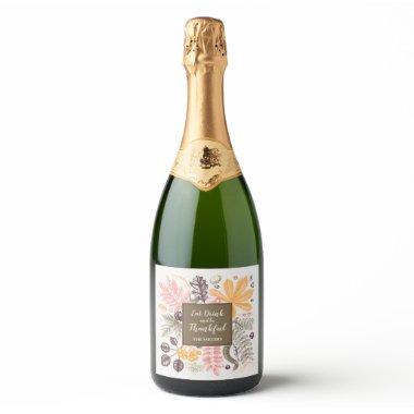Fall Autumn Thanksgiving Botanicals Sparkling Wine Label