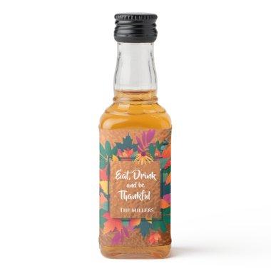 Fall Autumn Thanksgiving Leaves on Copper Liquor Bottle Label