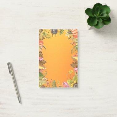 Fall Autumn Wedding Maple Leaves Pumpkin Sunflower Post-it Notes