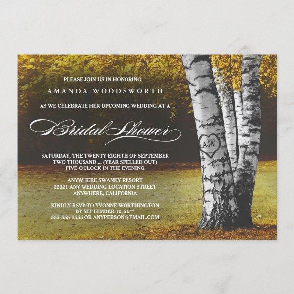 Fall Birch Tree Rustic Bridal Shower Invitations