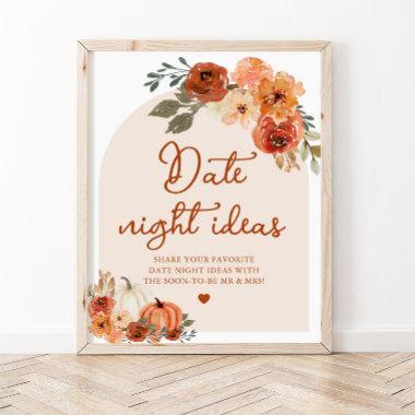 Fall Boho Burnt Orange Pumpkin Date Night Ideas Poster