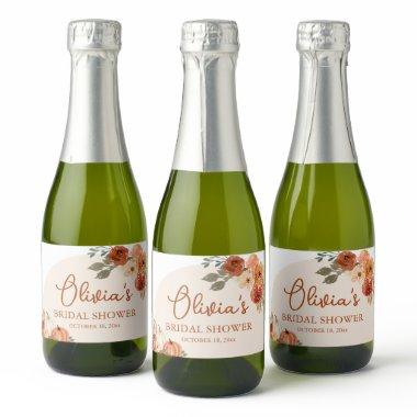 Fall Boho Terracotta Pumpkin  Mini Sparkling Wine Label