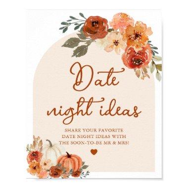 Fall Boho Terracotta Pumpkin Date Night Ideas Sign