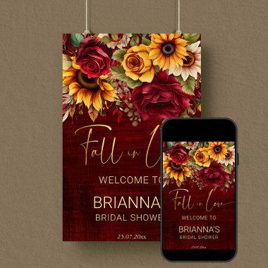 Fall bridal shower burgundy welcome sign