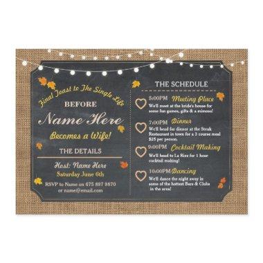 Fall  Chalk Itinerary Bachelorette Program