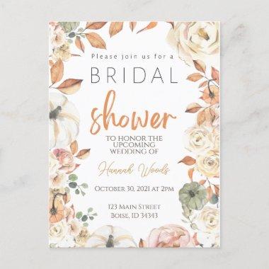 Fall Bridal Shower Invitation, Autumn Wedding Post PostInvitations