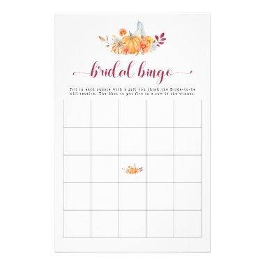 Fall Bridal Shower Pumpkin Bingo Game Flyer