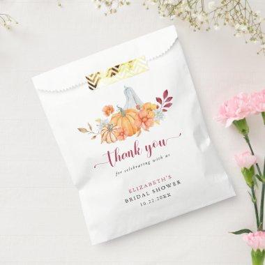 Fall Bridal Shower Pumpkin Script Thank You Favor Bag