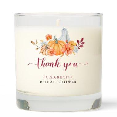 Fall Bridal Shower Pumpkin Script Thank You Scented Candle