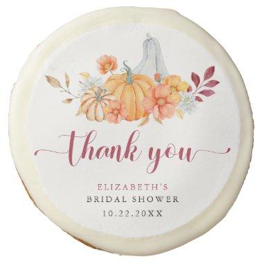 Fall Bridal Shower Pumpkin Script Thank You Sugar Cookie