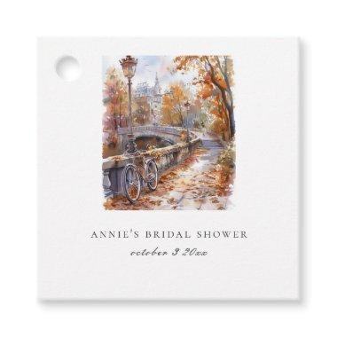 Fall Bridge With Bicycle Wedding  Favor Tags