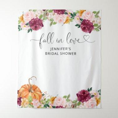 Fall burgudy fall in love bridal shower tapestry