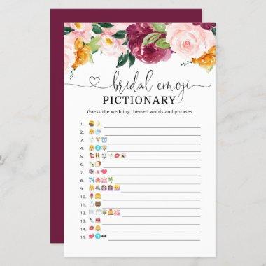 Fall burgundy bridal shower emoji pictionary game