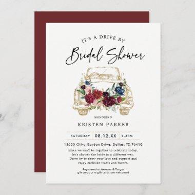 Fall Burgundy Drive By Bridal Shower Invitations