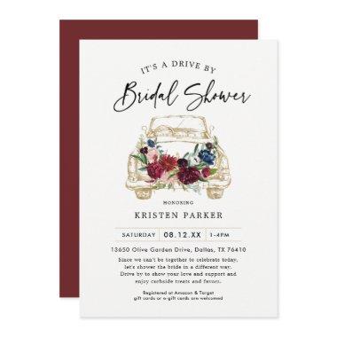 Fall Burgundy Drive By Bridal Shower Invitations