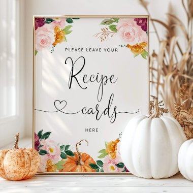 Fall burgundy floral leave your recipe  here poster