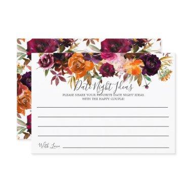 Fall Burgundy Orange Floral Date Night Ideas Invitations