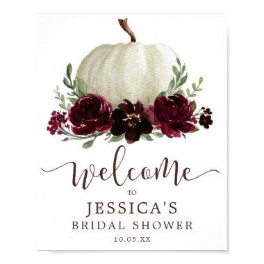 Fall Burgundy Pumpkin Shower Welcome Sign