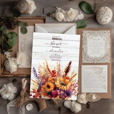 Fall Burnt Orange Watercolor Pampas Grass Bridal