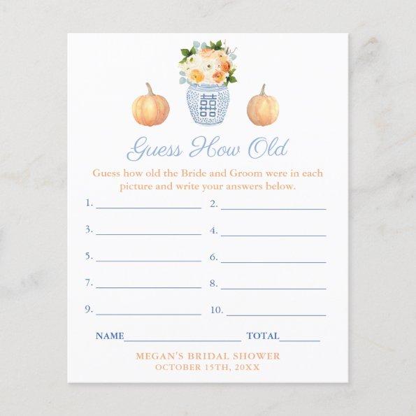 Fall Classic Guess How Old Bridal Shower Game Invitations