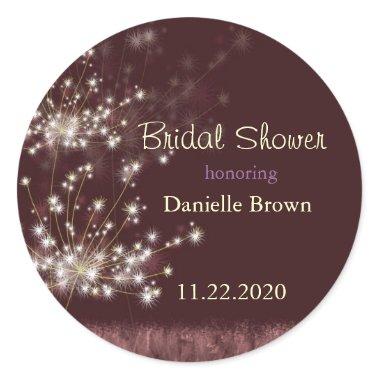 Fall Dandelions Country Bridal Shower Classic Round Sticker