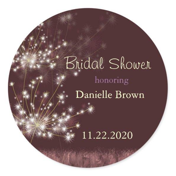 Fall Dandelions Country Bridal Shower Classic Round Sticker