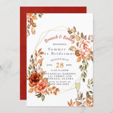 Fall Dark Red Floral Bridesmaids Luncheon Invitations