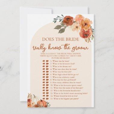 Fall Does the Bride really know the Groom Game Invitations