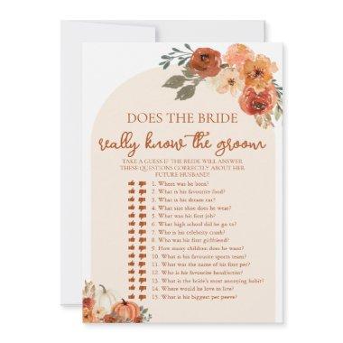 Fall Does the Bride really know the Groom Game