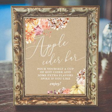 Fall Floral Bridal Shower Apple Cider Digital Sign