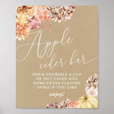 Fall Floral Bridal Shower Apple Cider Sign
