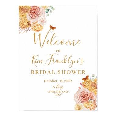 Fall Floral Bridal Shower Fall in Love Welcome Poster