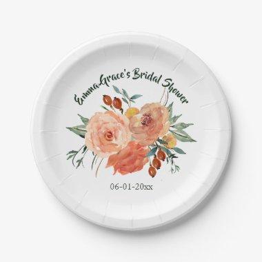 Fall Floral Bridal Shower Paper Plates