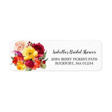Fall Floral Bridal Shower Return Address Label