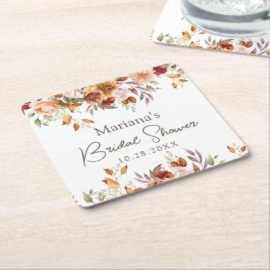 Fall Floral  Square Paper Coaster
