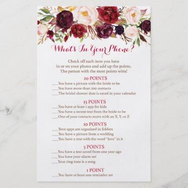 Fall Floral Bridal What's In Your Phone Game Flyer